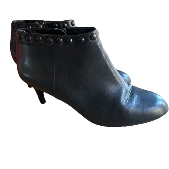 $249 COACH Holiday Soft Shine Black Leather Stiletto Heel‎ Ankle Boots SIZE 7B - Picture 1 of 11